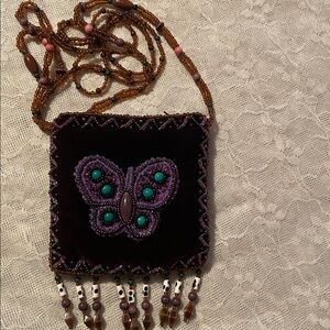 Embroidered Purple Beaded Bag